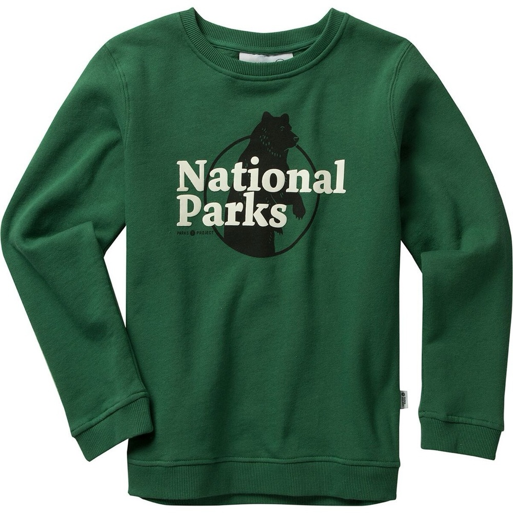 Parks Project Forest Green Bear Crew Neck Sweatshirt | Kids Large